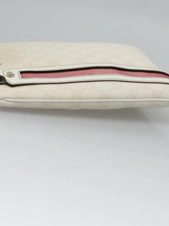 GUCCI GG Supreme Shoulder Bag PVC White Red gold 153244 Auth nb243 - Picture 4 of 16